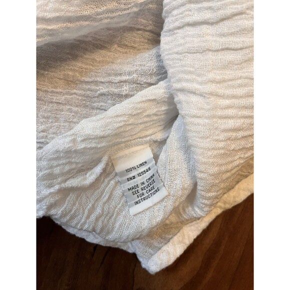 Habitat womens v-neck top size M roll-tab sleeve Textured button front white - Picture 6 of 9